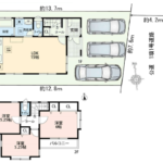 厚木市妻田南2丁目　3LDKオール電化住宅はカースペース3台並列駐車可（車種による）(間取)