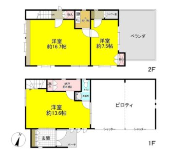 ストックヘーベルハウス 鶴巻温泉駅徒歩6分 ガレージハウス ３k S カースペース3台 事務所利用も可能です